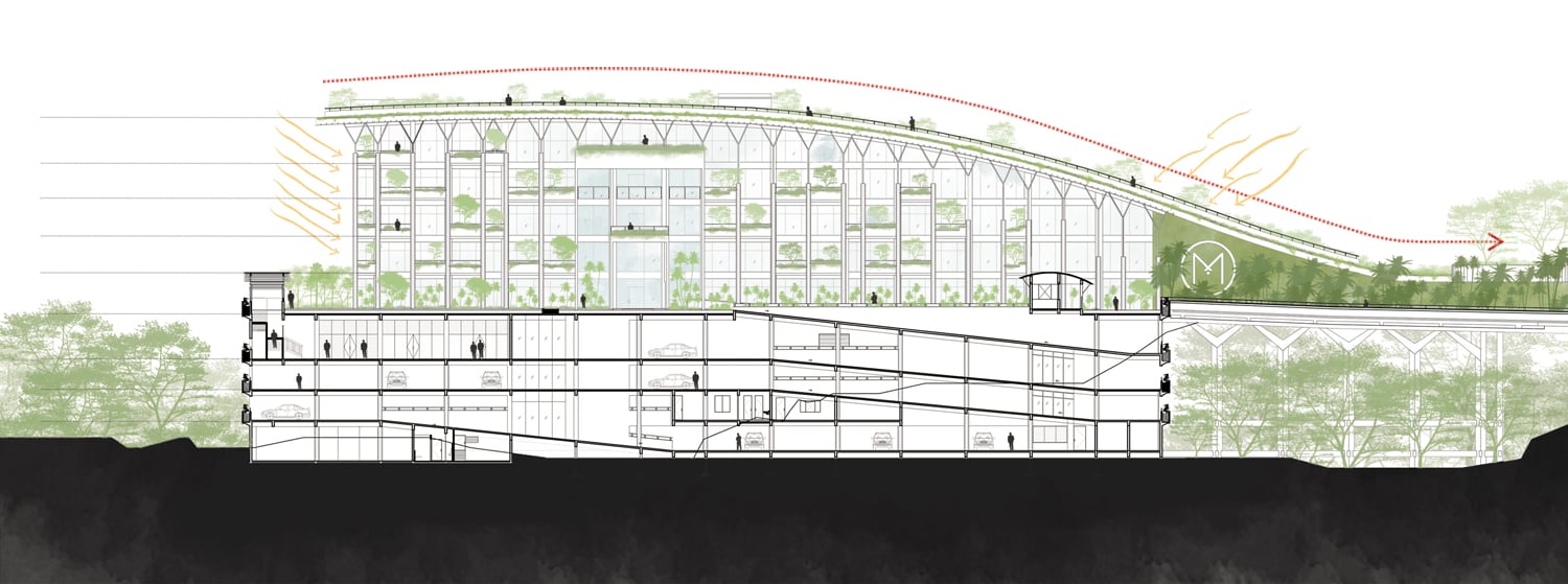 Section showing overall massing of the building | 