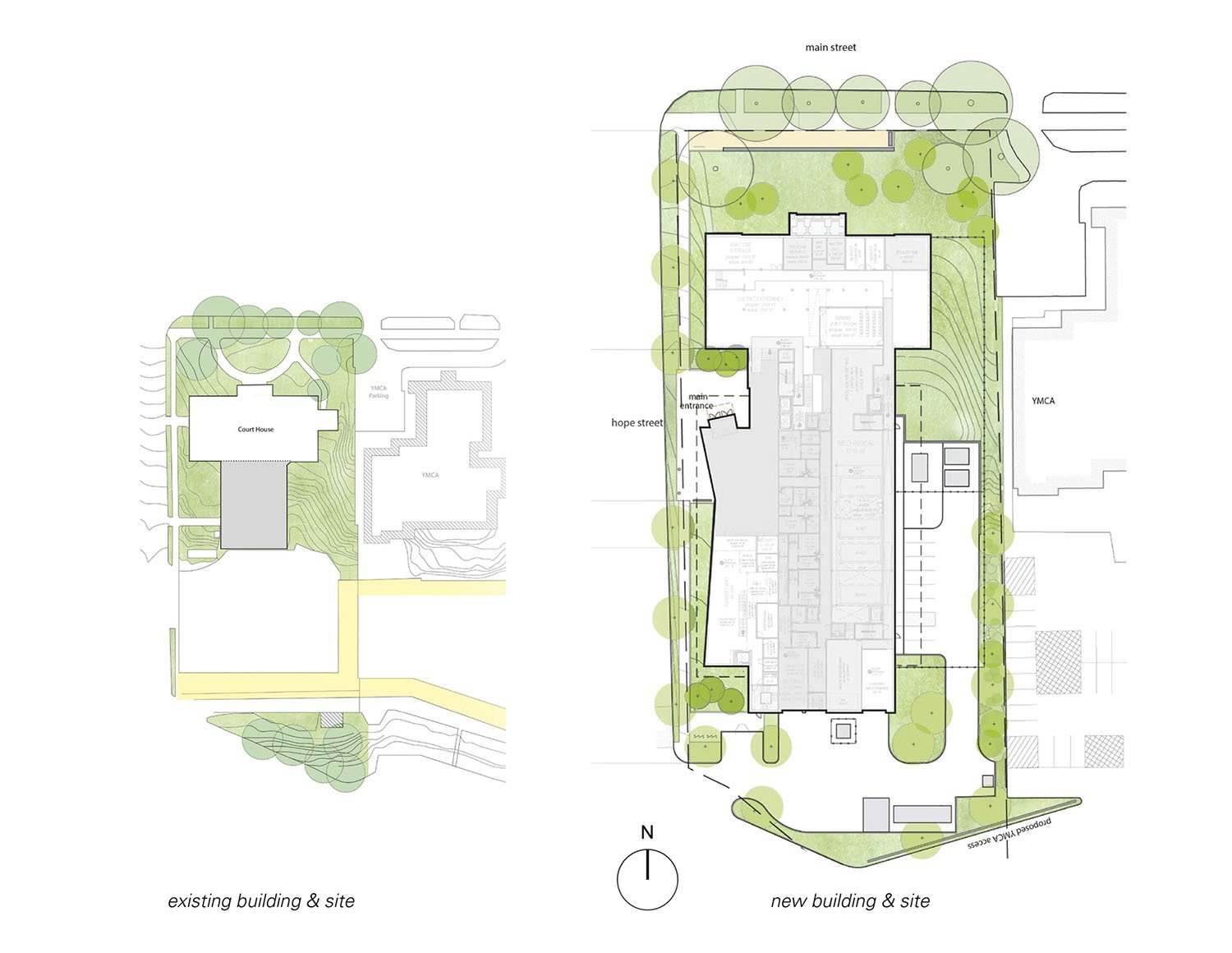 Existing Building and Site & New Building and Site with Accessible Entrance | Leers Weinzapfel Associates