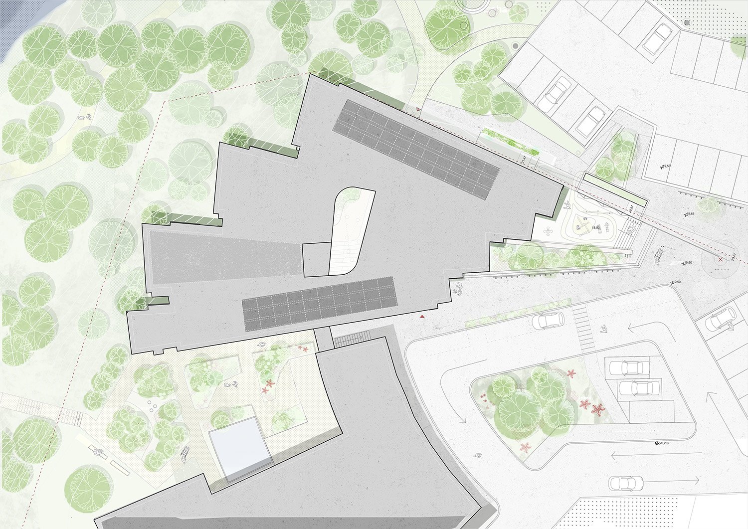 Site plan of the children and youth hospice - roof AART}