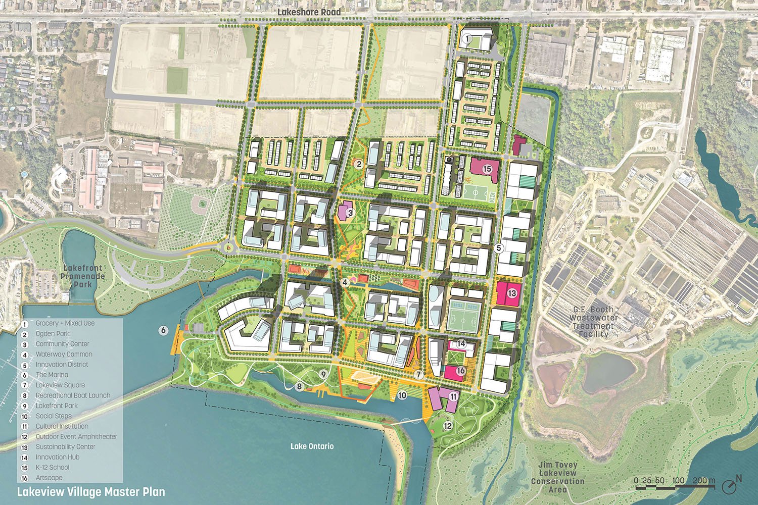 Lakeview is a mixed-use district made up of a fine grain of streets and blocks where the public realm is the primary organizing driver of the plan. | Sasaki