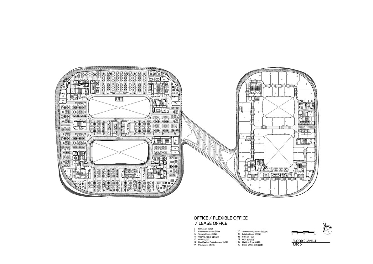 3rd Floor Plan of Infinitus Plaza by Zaha Hadid Architects | © Zaha Hadid Architects