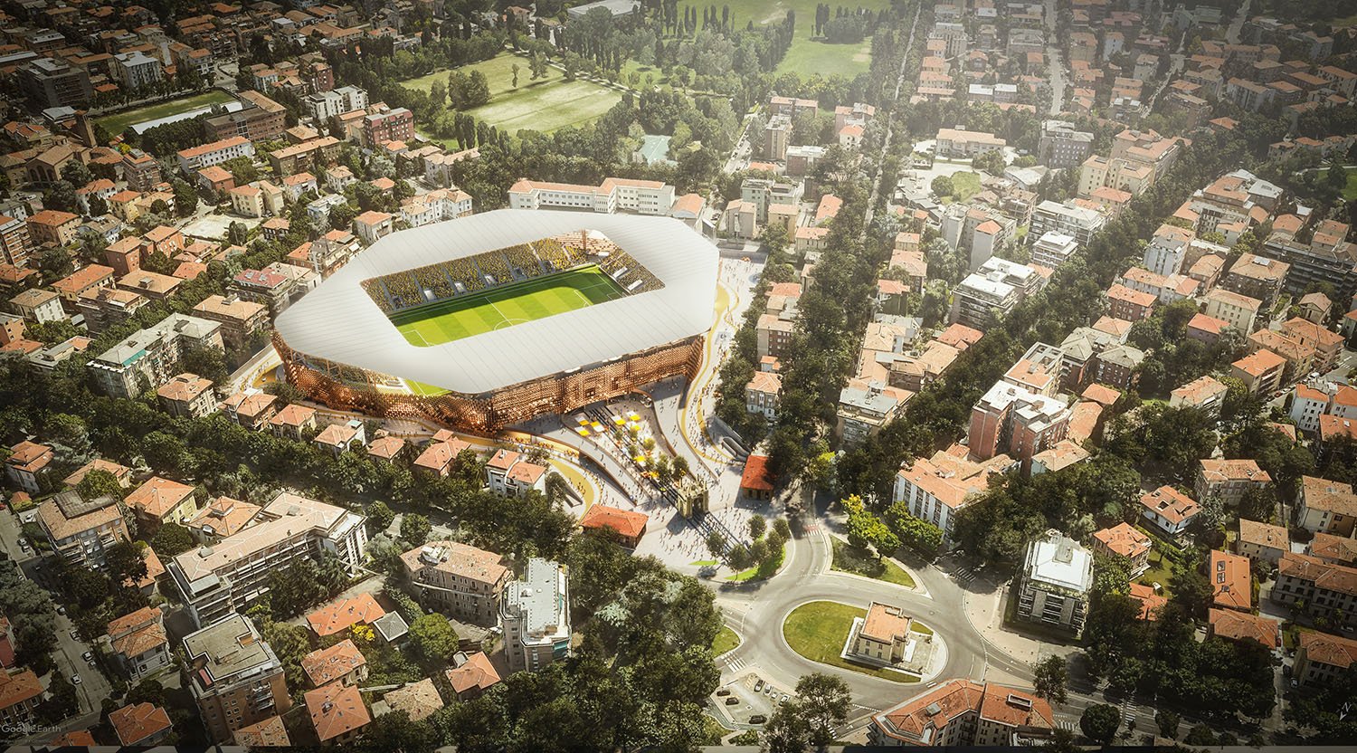 Birdview of the new Tardini stadium looking the Petitot grandstand | Andrea De Cet
