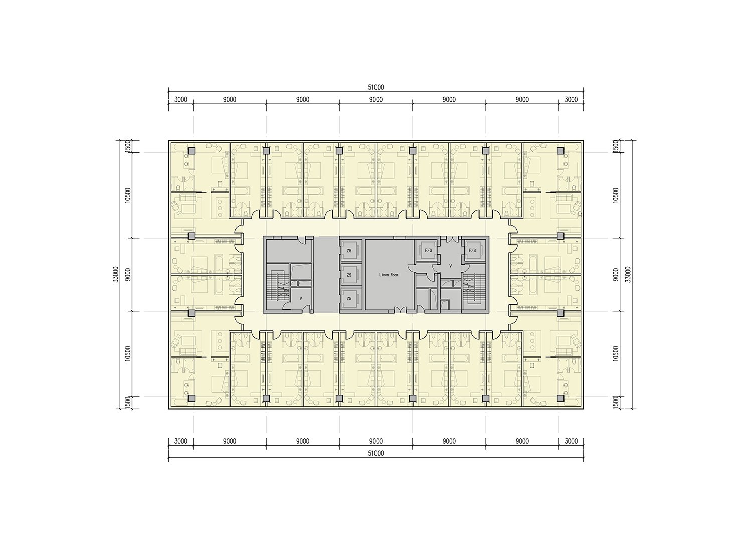 Typical Tower Hotel Floor Plan | EID Architecture