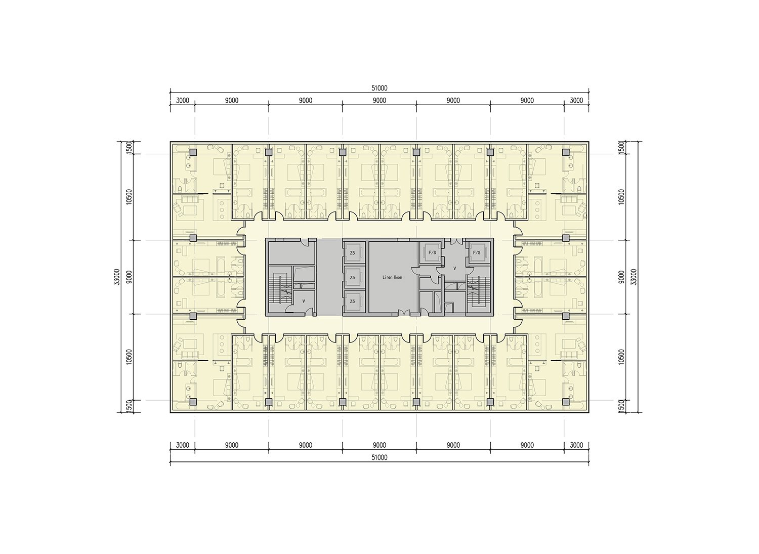 Typical Tower Hotel Floor Plan | EID Architecture