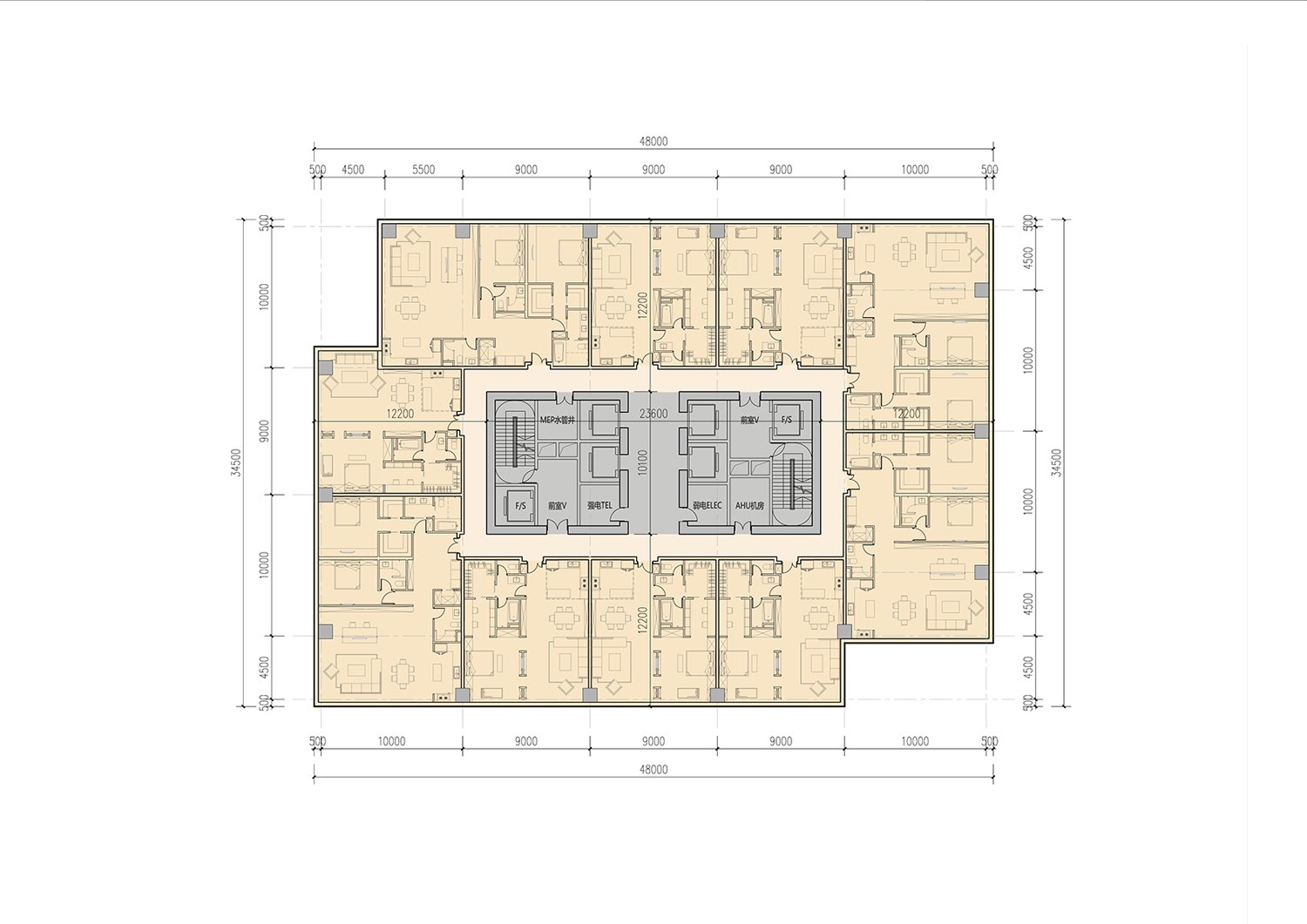 Typical Tower Apartment Floor Plan | EID Architecture