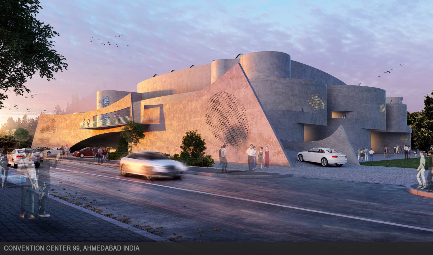 Front approach to the convention Center | sanjay puri architects