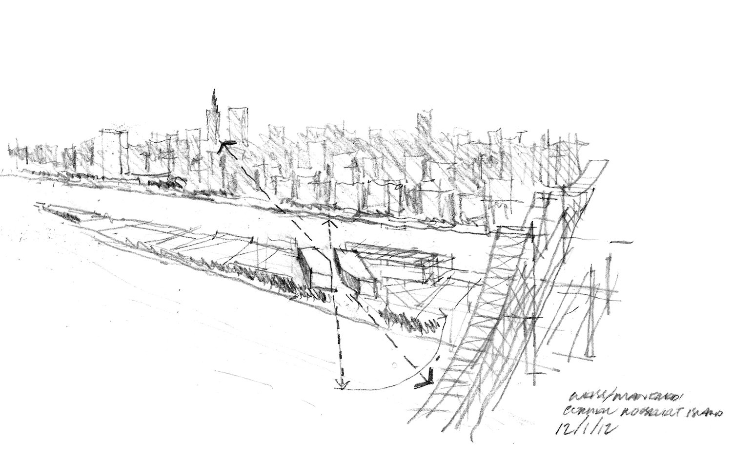 RIVER-TO-RIVER VIEWS CONCEPT SKETCH | WEISS/MANFREDI