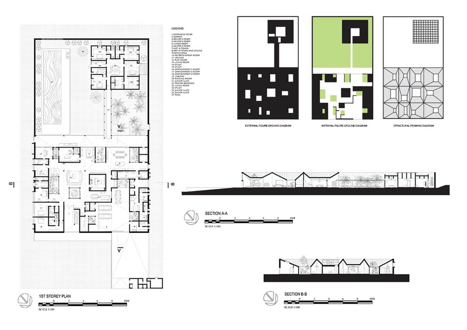Internal Figure Groun Parti  Diagram | Formwerkz Architects