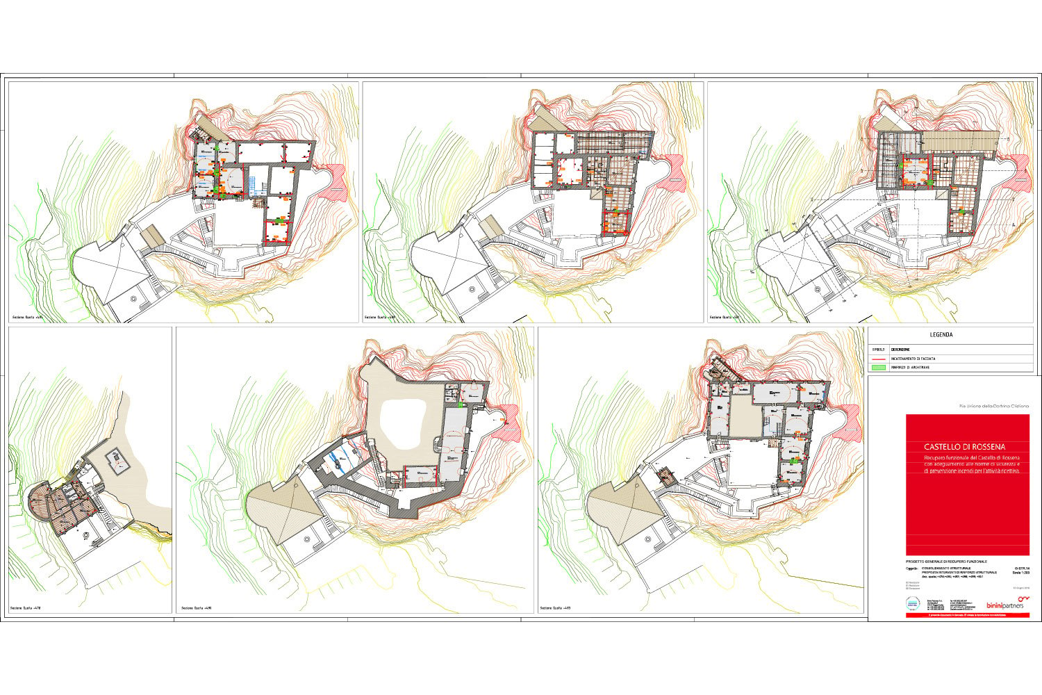 Sezioni di Progetto - Castello di Rossena | Binini Partners