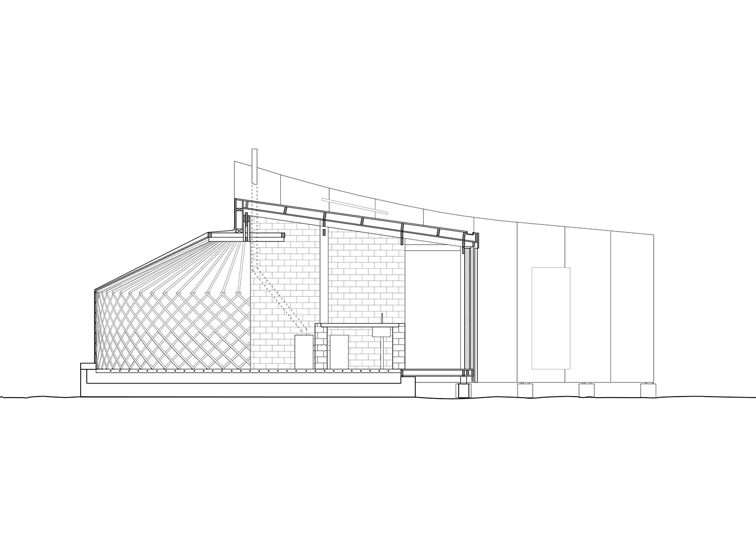 Ger Plug-in section through trombe wall | Rural Urban Framework (RUF)