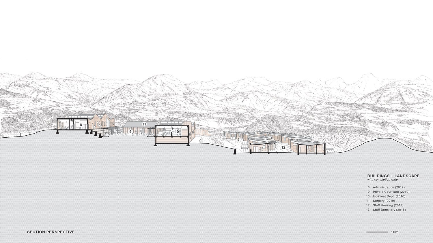 Section perspective of the Bayalpata Hospital | Sharon Davis Design