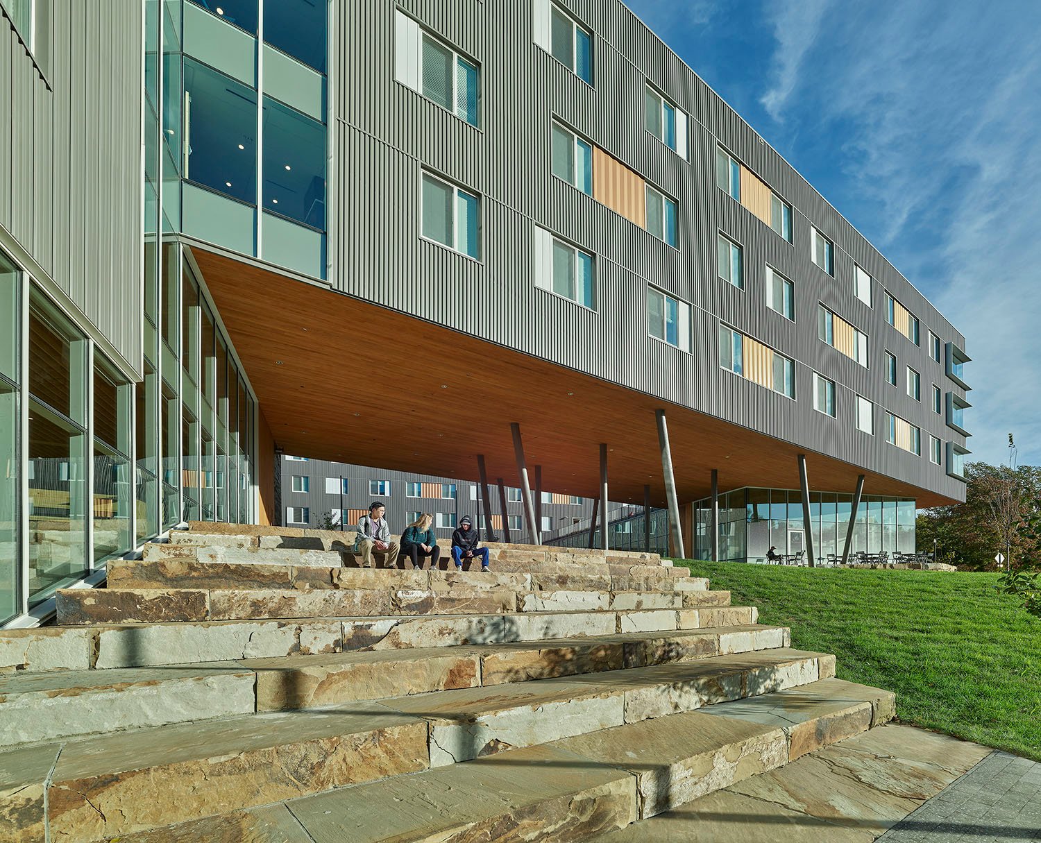 View from South Courtyard with Stone Steps and Bridge | Tim Hursley Photography