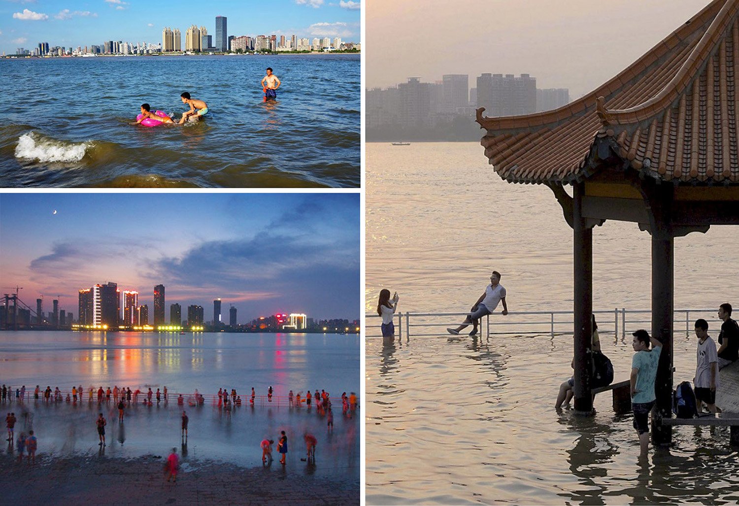 LIFE GOES ON: Living with the Yangtze is so deeply embedded in Wuhan’s culture that people still frequent the riverfront even when flooded, enjoying intimate contact with the water. | SASAKI