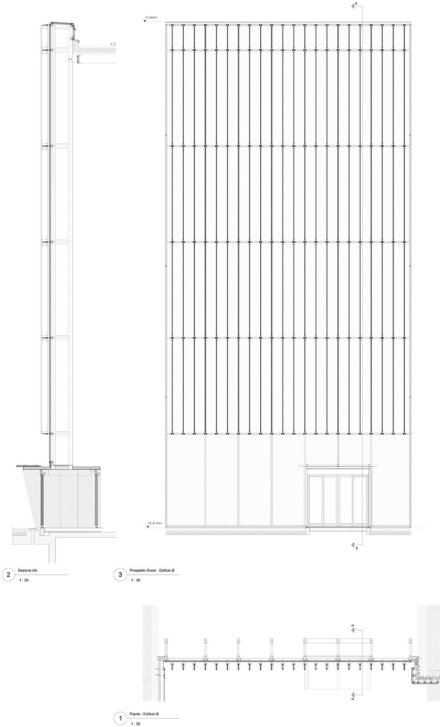 HEADQUARTER CHIESI_sezioni edifico "B"_l'atrio | EFA studio di architettura