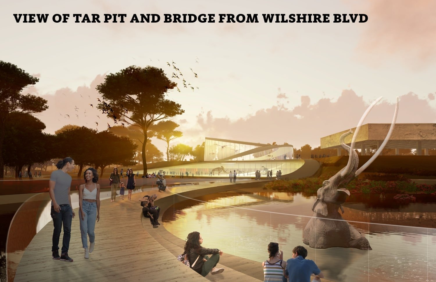 view of tar pit and bridge from Wilshire Blvd | WEISS/MANFREDI