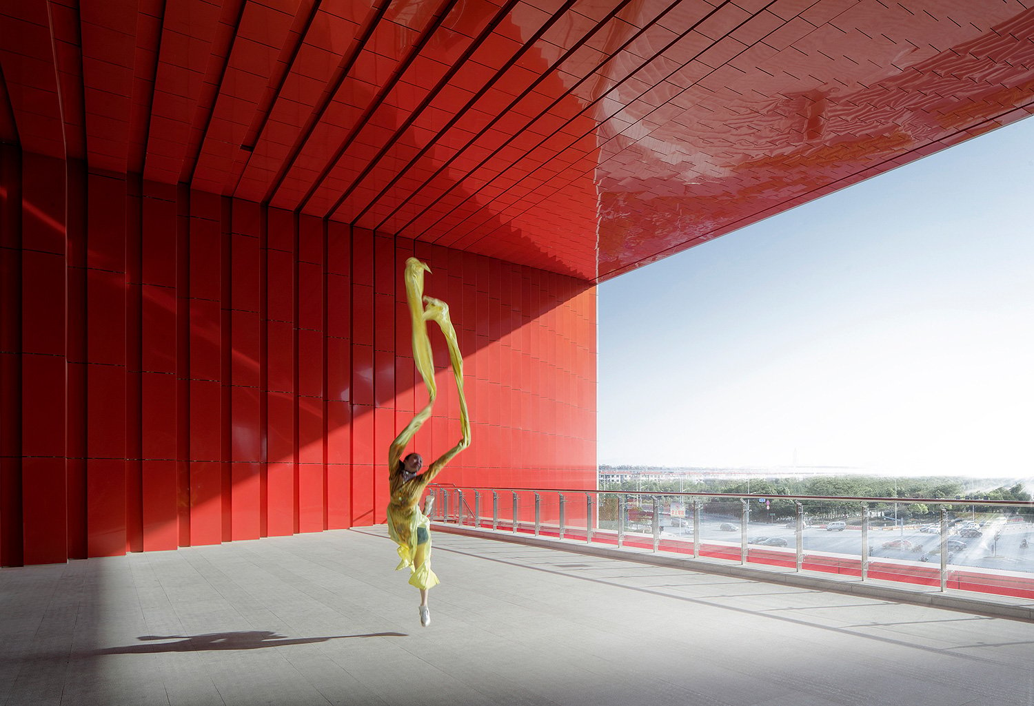 An actress dancing on the urban stage | © Zhao Qiang