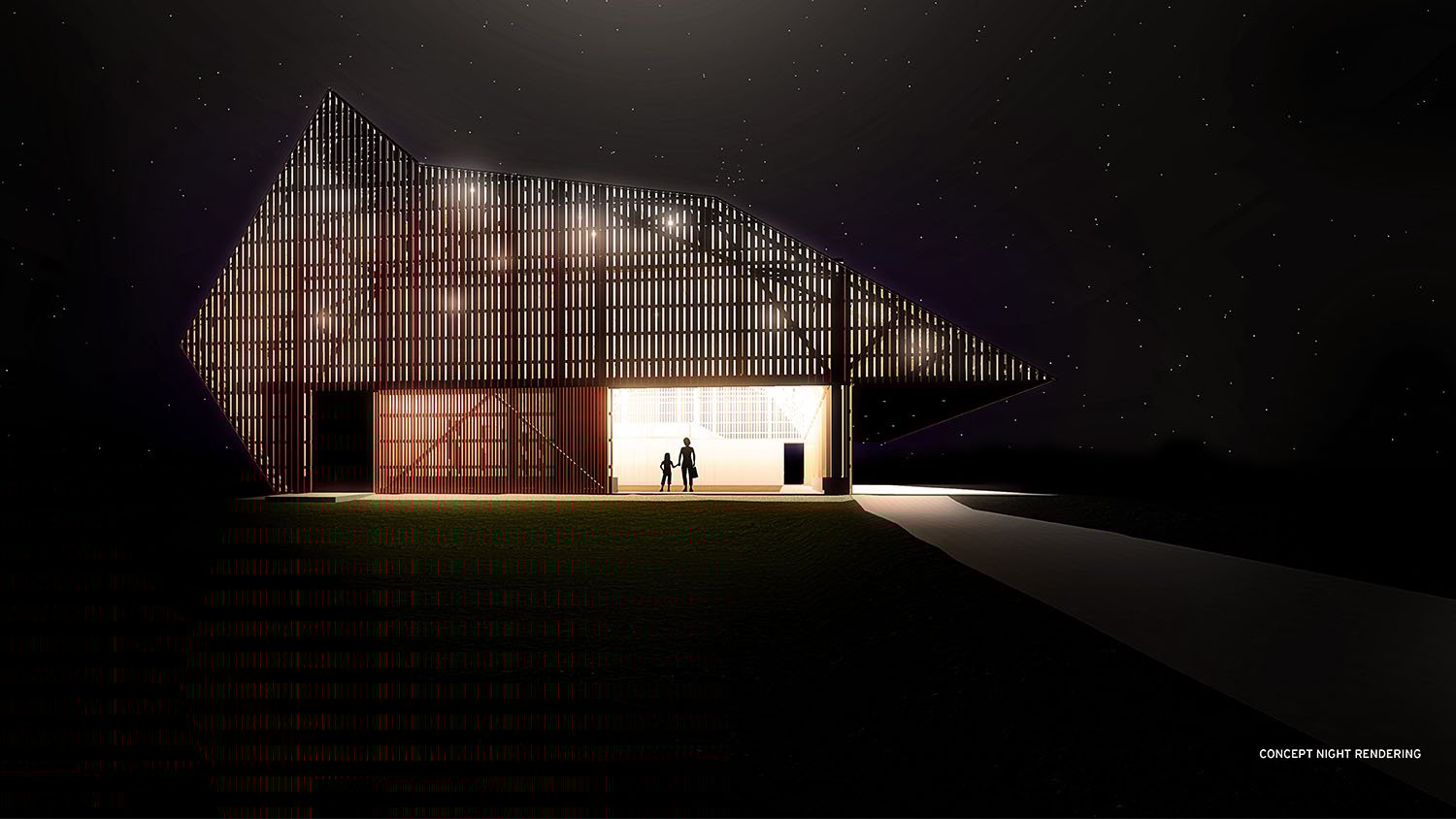 early concept rendering of the north elevation | Marlon Blackwell Architects
