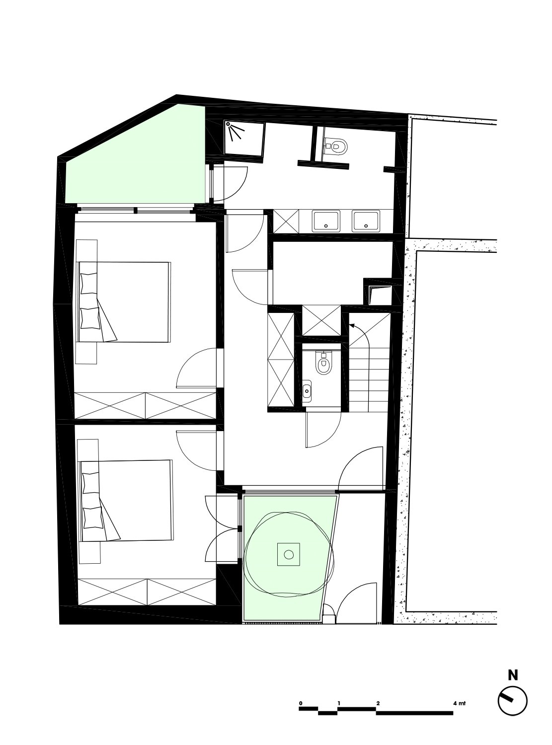 Town House Ground floor - the bedrooms connect with the intimate courtyards | - Studio Farris Architects