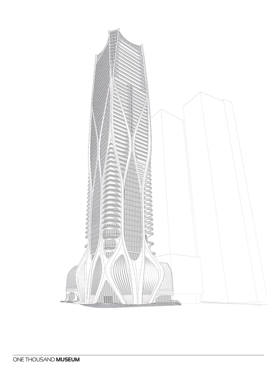 Southest Elevation of One Thousand Museum by Zaha Hadid Architects | Courtesy of Zaha Hadid Architects