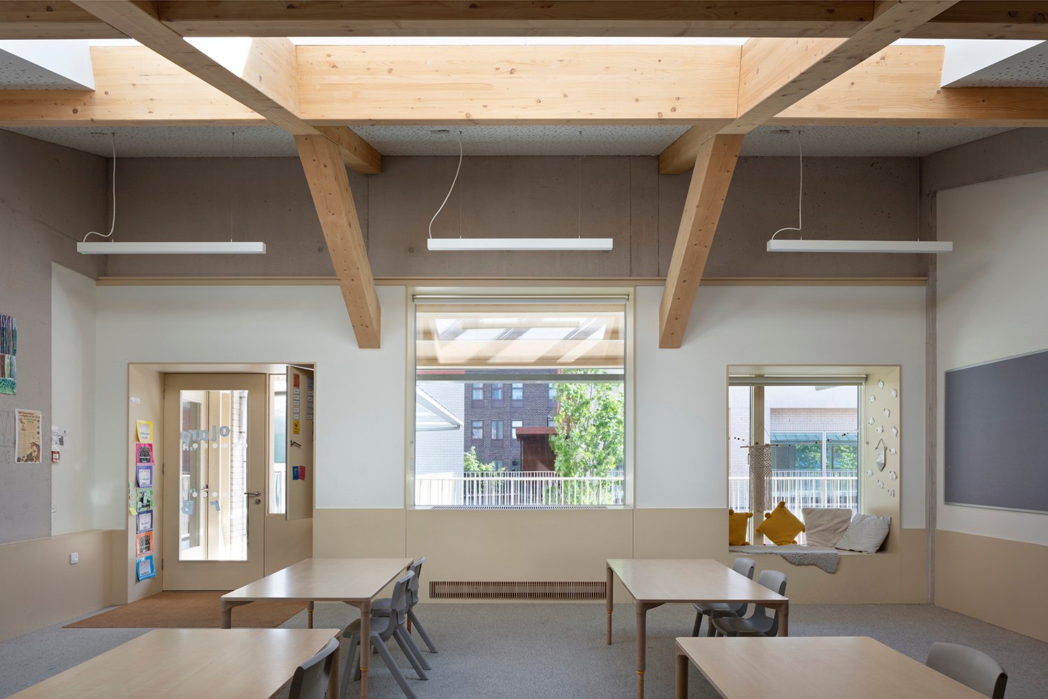 Classrooms are dual-aspect and paired, connected by generous sliding folding or double doors so that each year group of 50 children can learn together | Nick Kane