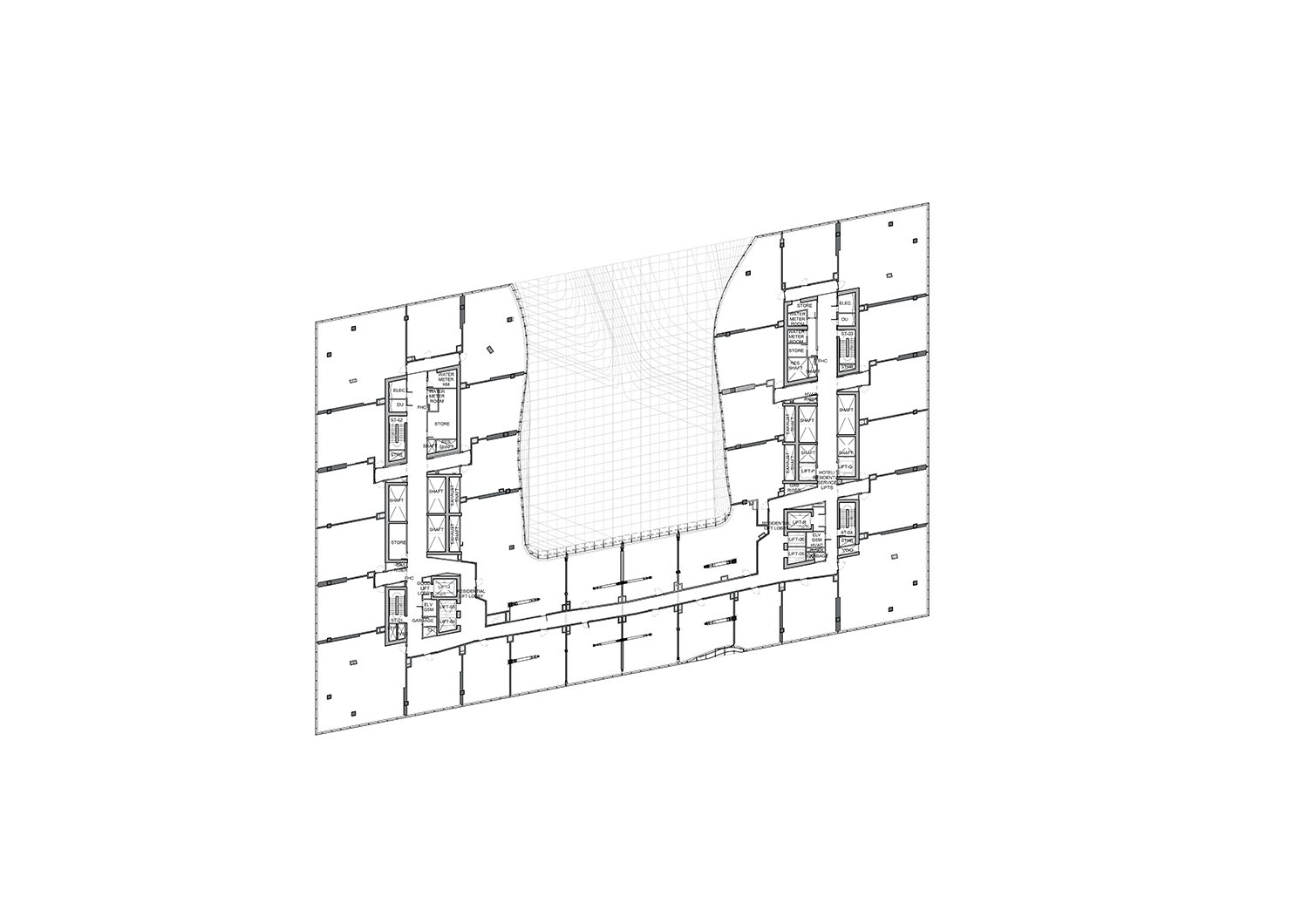 Plan level 16 of Opus by Zaha Hadid Architects | Courtesy of Zaha Hadid Architects