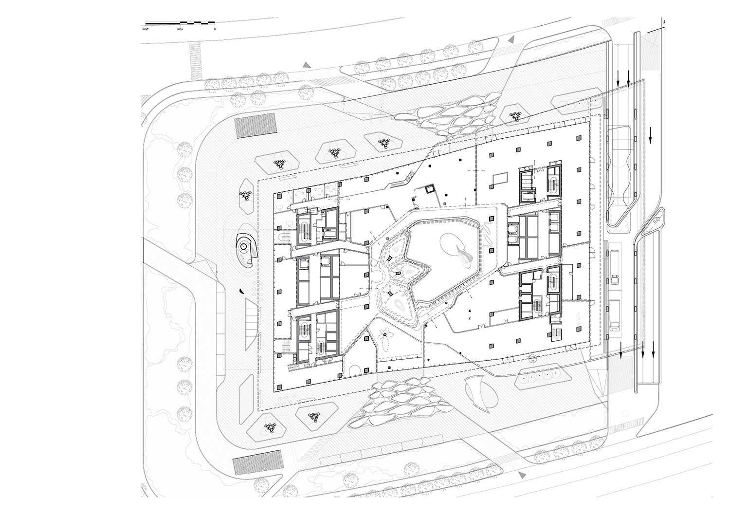 Plan Upper Ground Floor of Opus by Zaha Hadid Architects | Courtesy of Zaha Hadid Architects