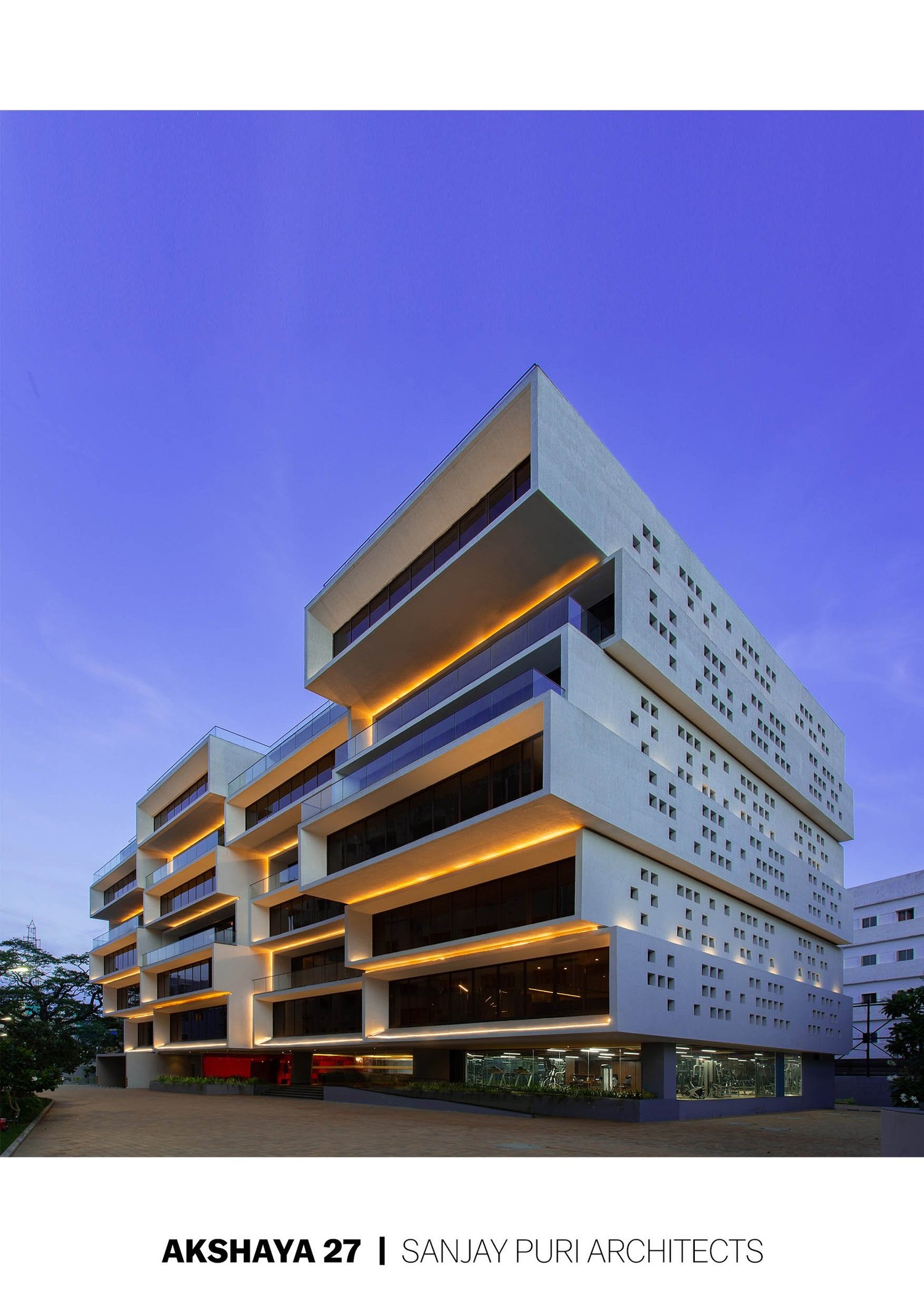 Cuboid cantilevered volumes create an office building with outdoor spaces at each level | BRS Sreenag, Sreenag Pictures