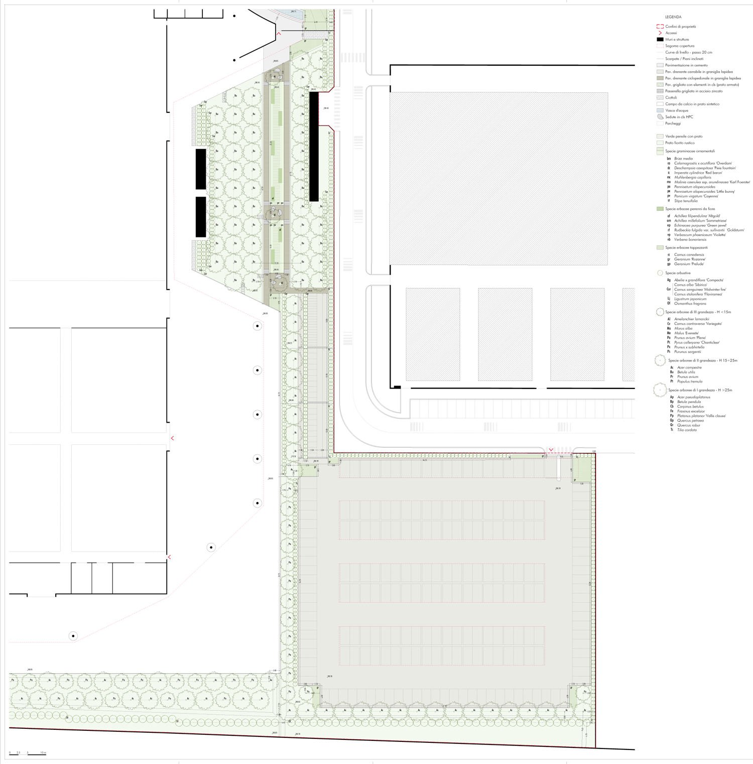progetto del verde e dell'invarianza idraulica _ area est | Studio Nicoloso