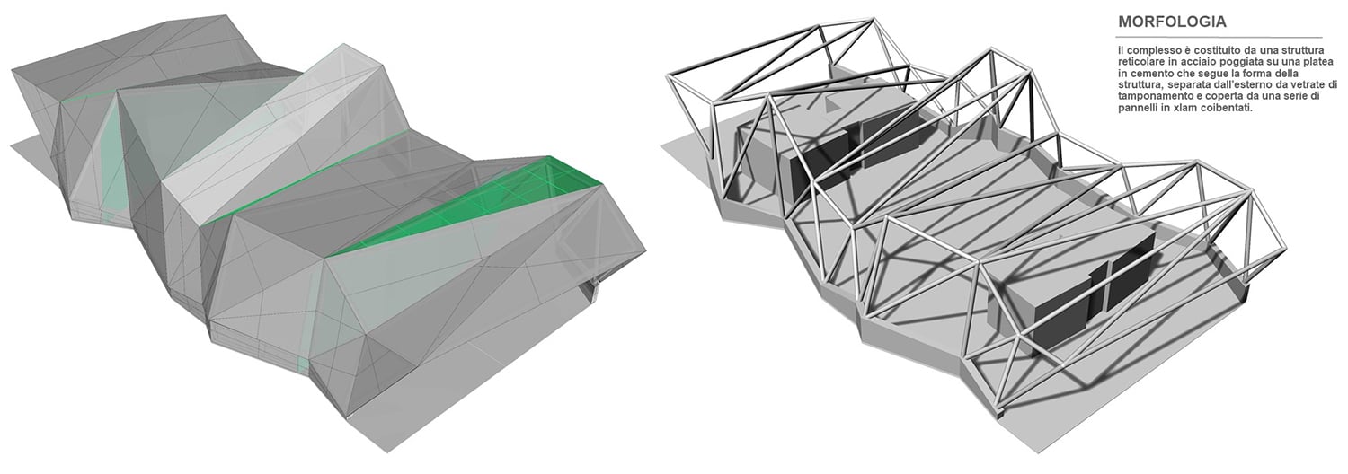 Views of the external wood and polyurea skin and of the internal bracing carpentry | saad