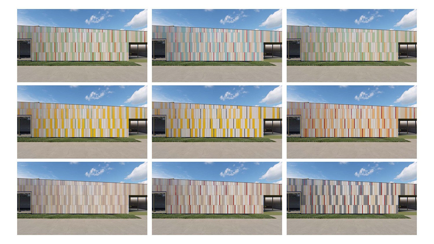 early explorations in color selection for the terra-cotta façade | Marlon Blackwell Architects