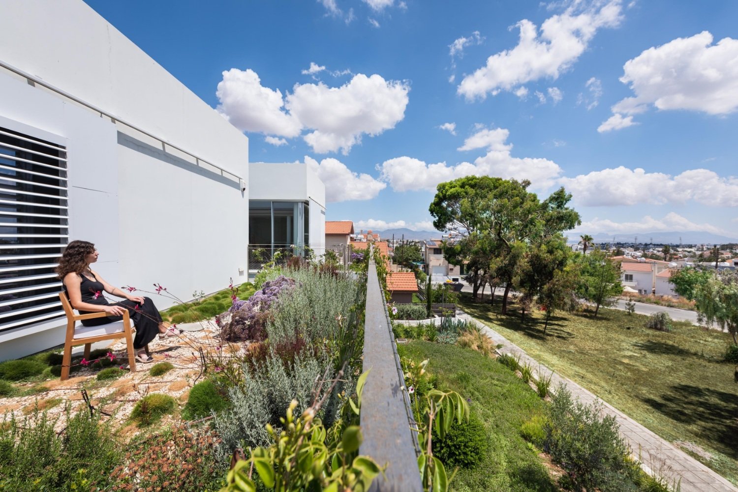 terrace garden overlooking public park, implementing the existing park to promote sense of community. | unseen views