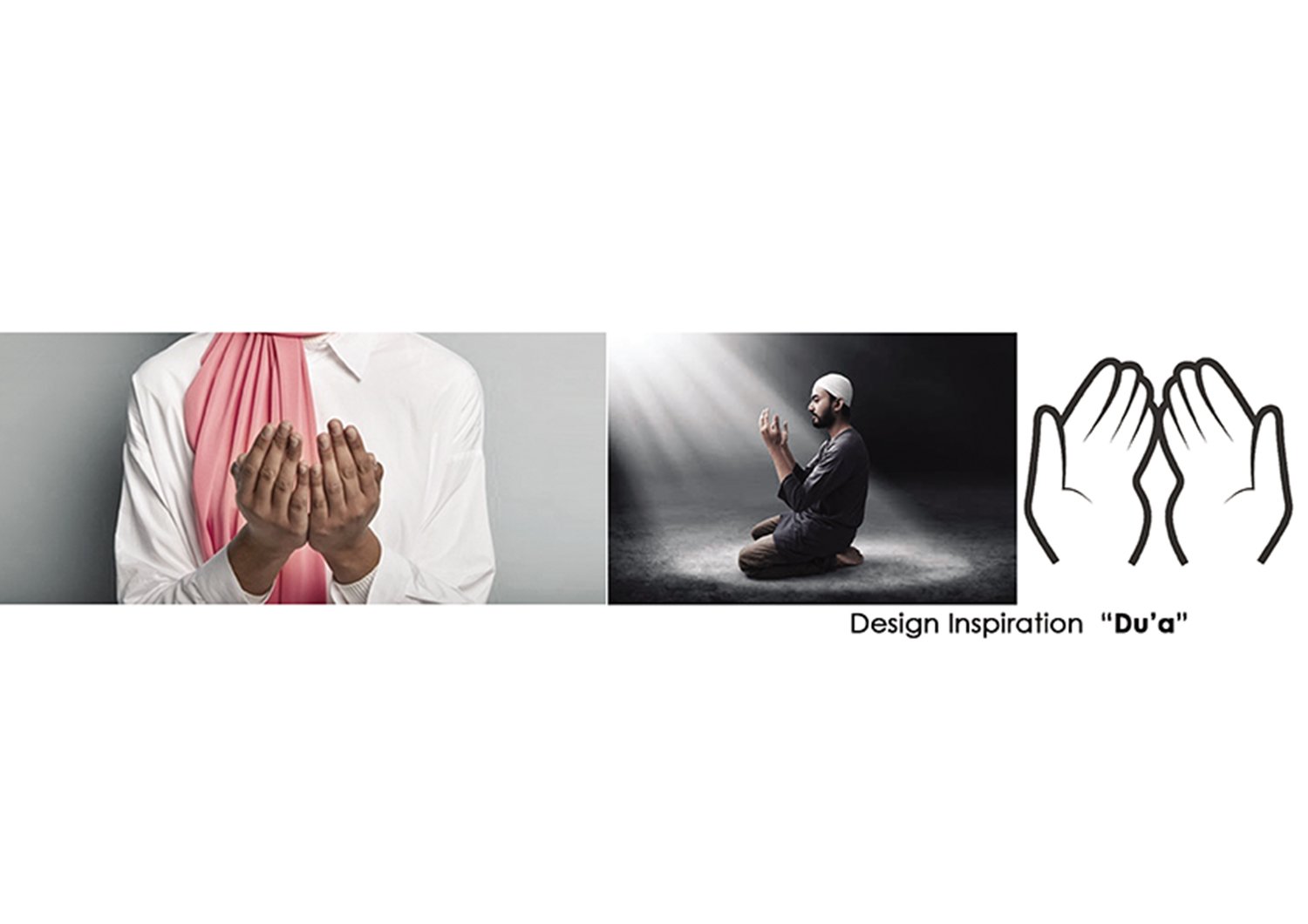 Image of Du’a, a gesture of Muslim praying hands which inspired the design of the folding arch crowning the building. | Google