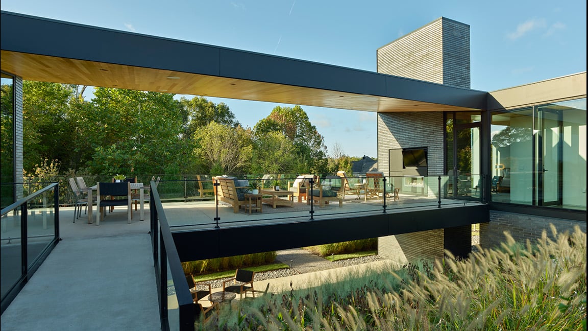 Courtyard Patio with Outdoor Fireplace | Tim Hursley