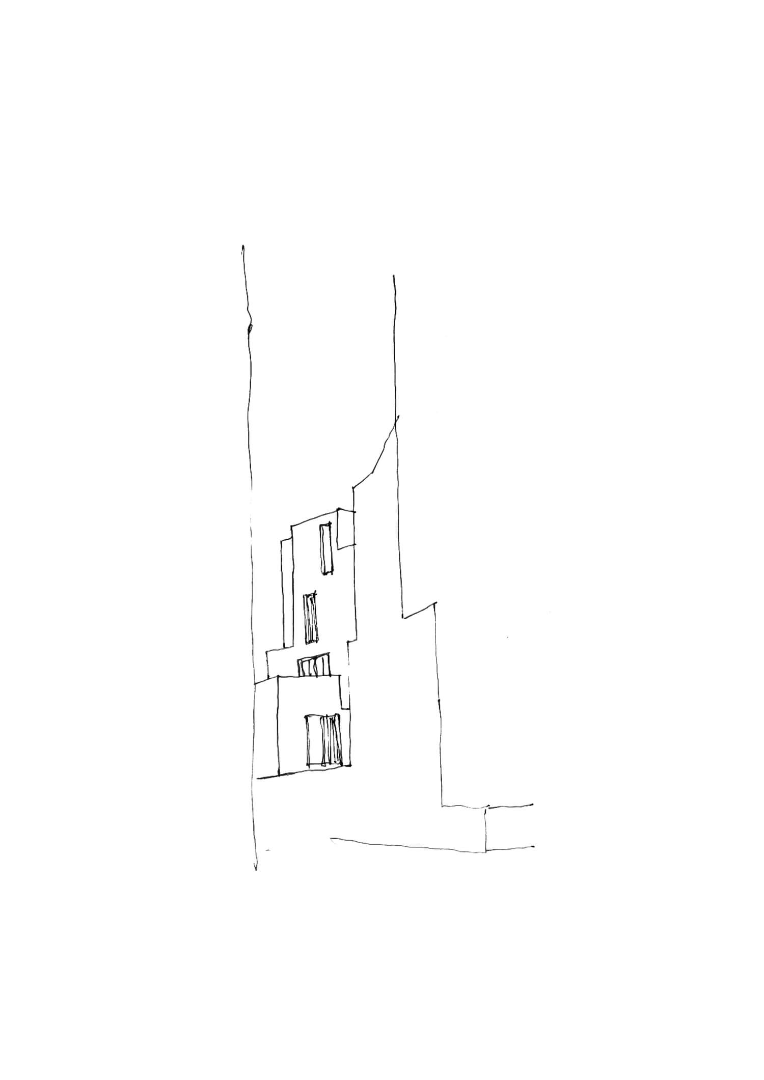 Perspective sketch exploring height and depth. | Openstudio Architects