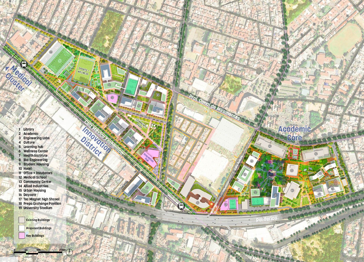 The connections between academia, industry and community are supported by a robust public realm network that benefits the entire district and city. | Sasaki