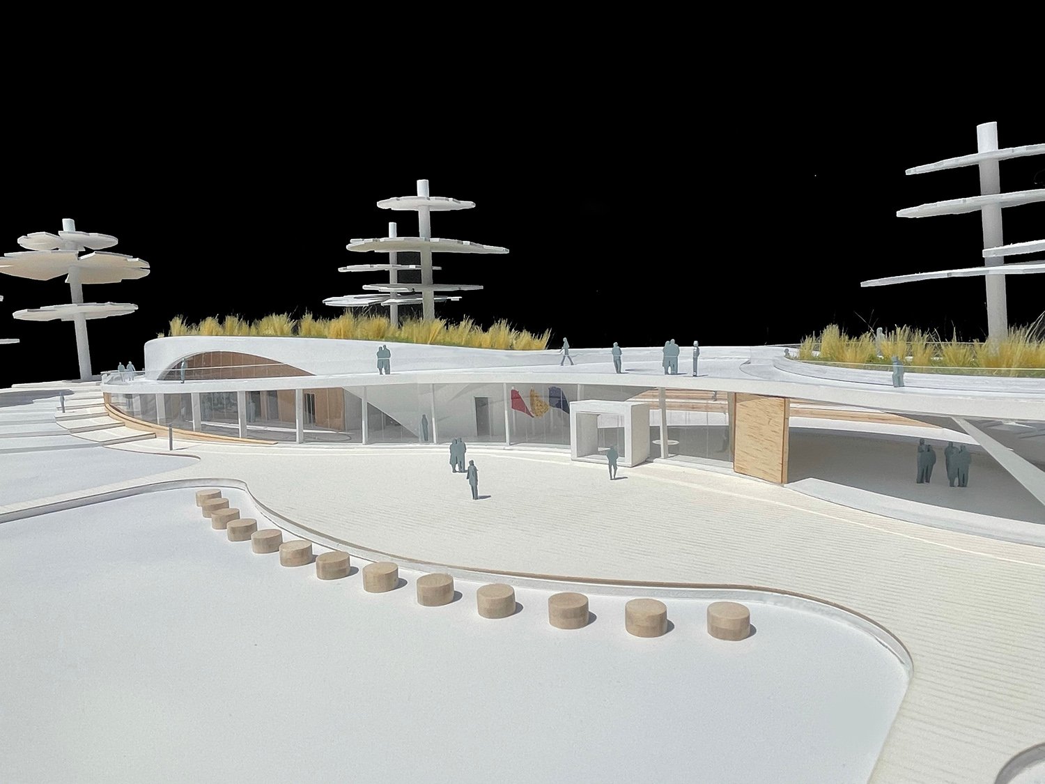 Photograph of study model at museum entrance | ikon.5 architects