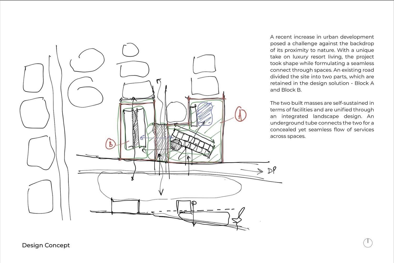 The feeling of multi-storey building has been avoided by developing the ground as organic, free form public spaces with split level topographical connections. | Malik Architecture