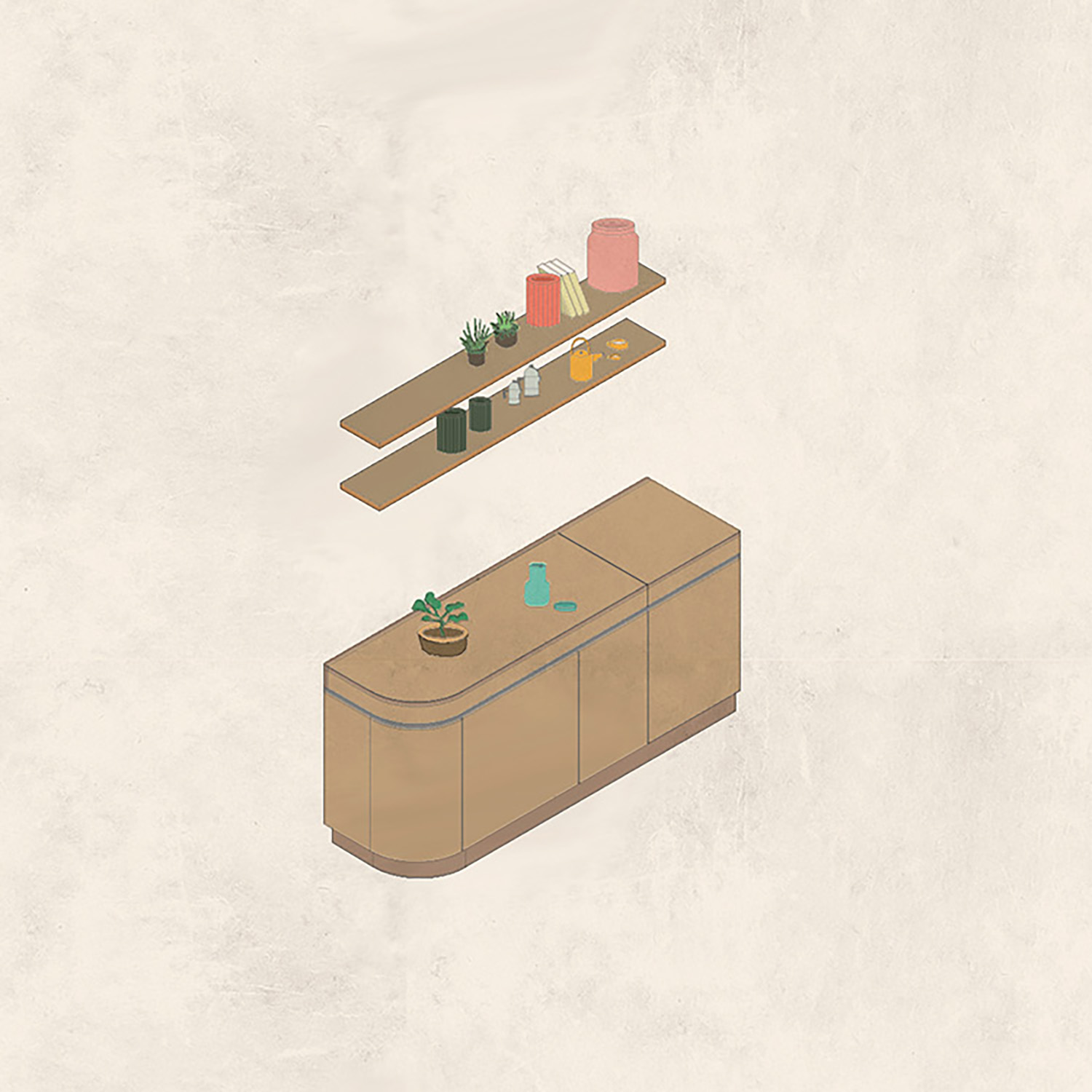 Axonometry view of the kitchen | ATOMAA