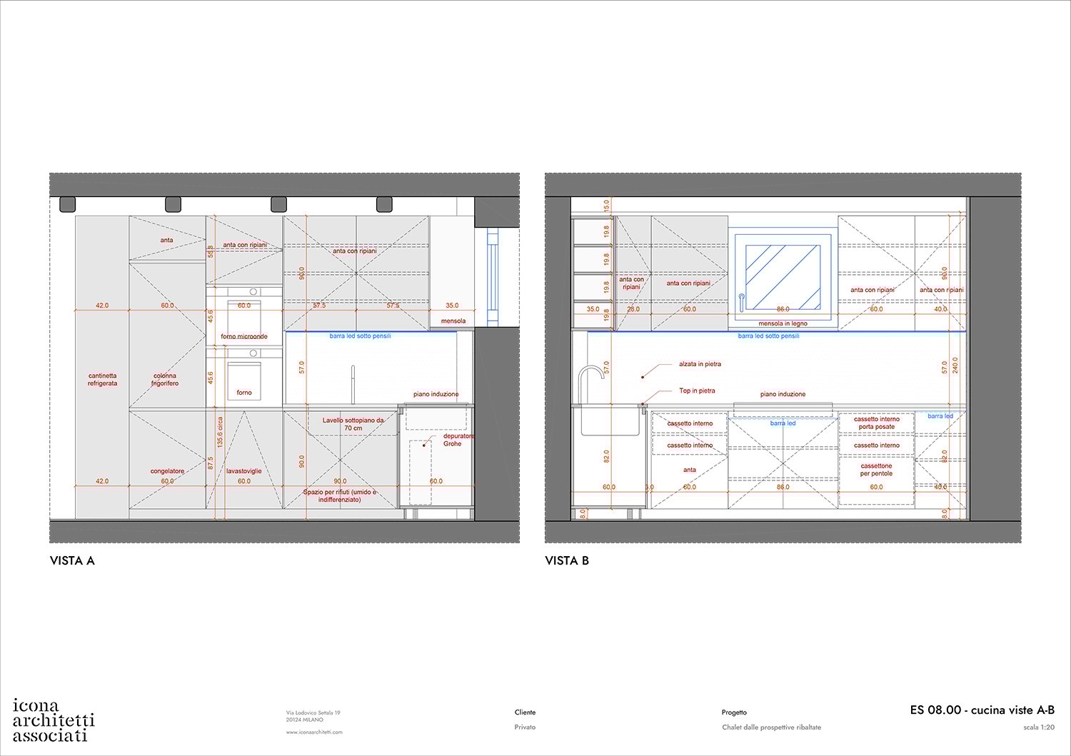 Kitchen elevation | Courtesy of Icona Architetti Associati