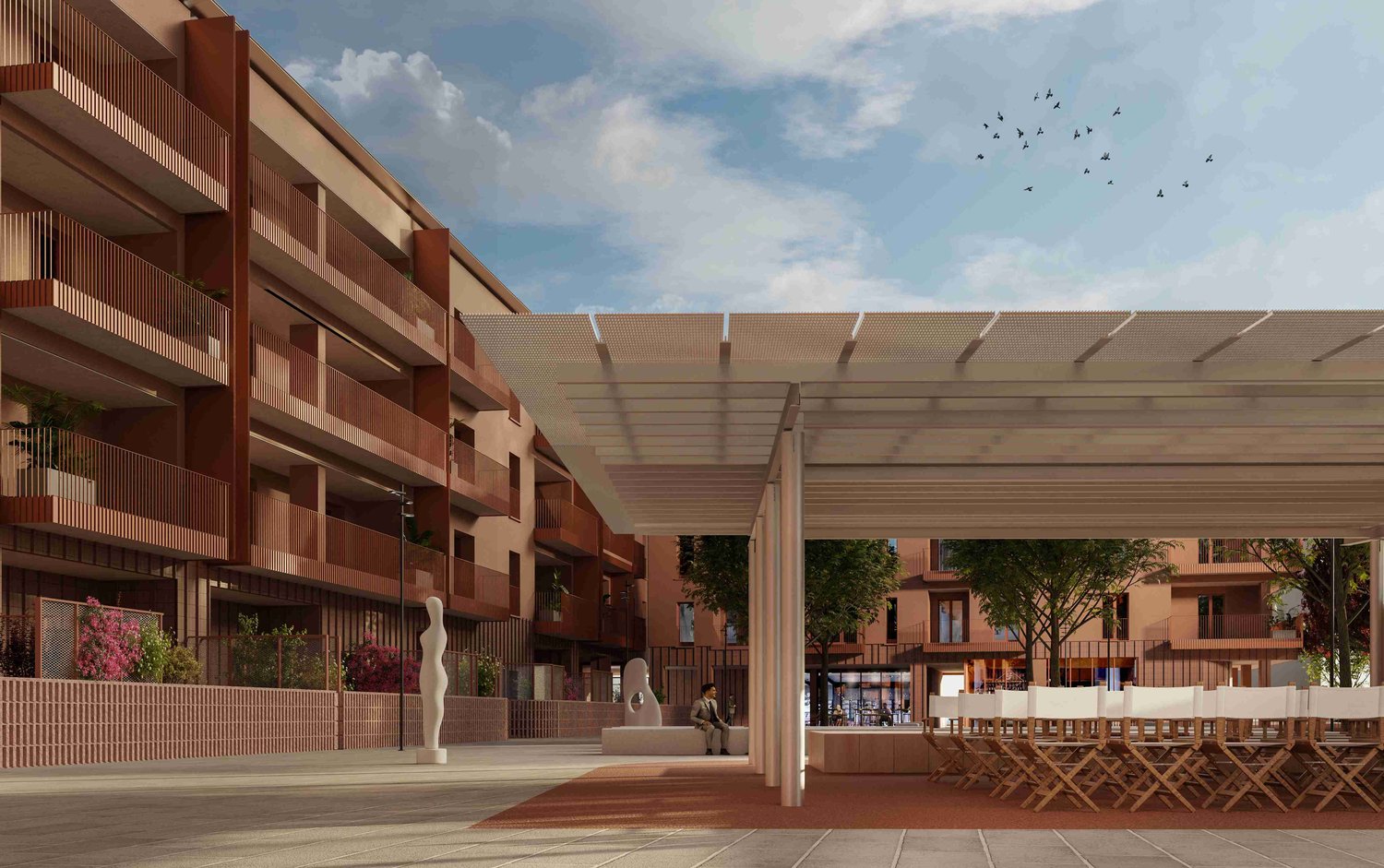 Ecoquartiere Ponticelli - teatro nella corte | Render: Matteo Margutti