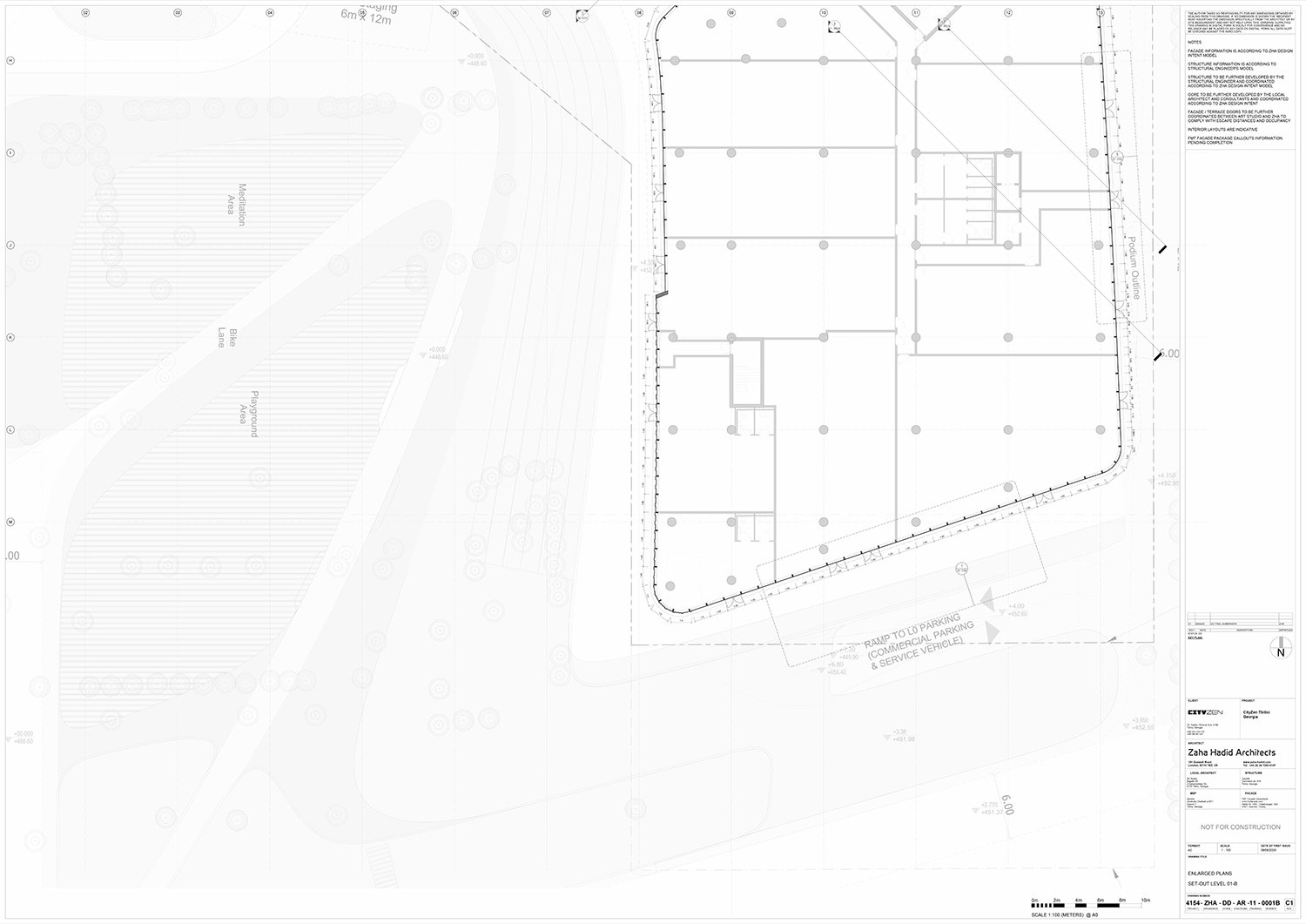 Cityzen Tower, Enlarged Plan, Set-out level 01B | ZHA