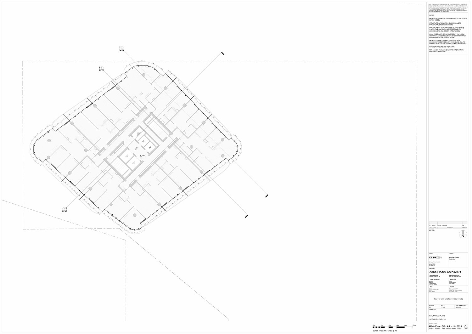 Cityzen Tower, Enlarged Plan, Set-out level 25 | ZHA