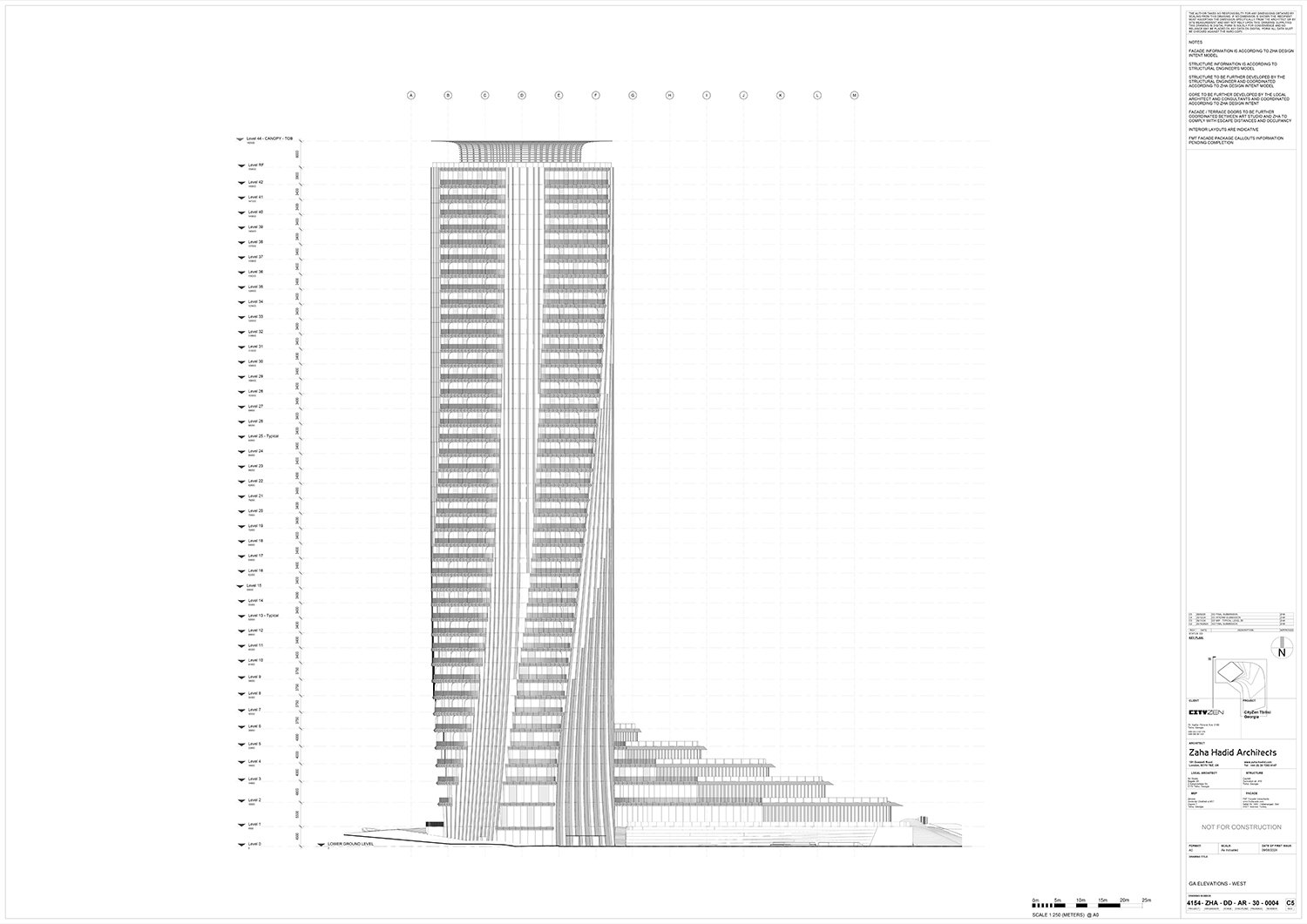 Cityzen Tower, Elevation West | ZHA