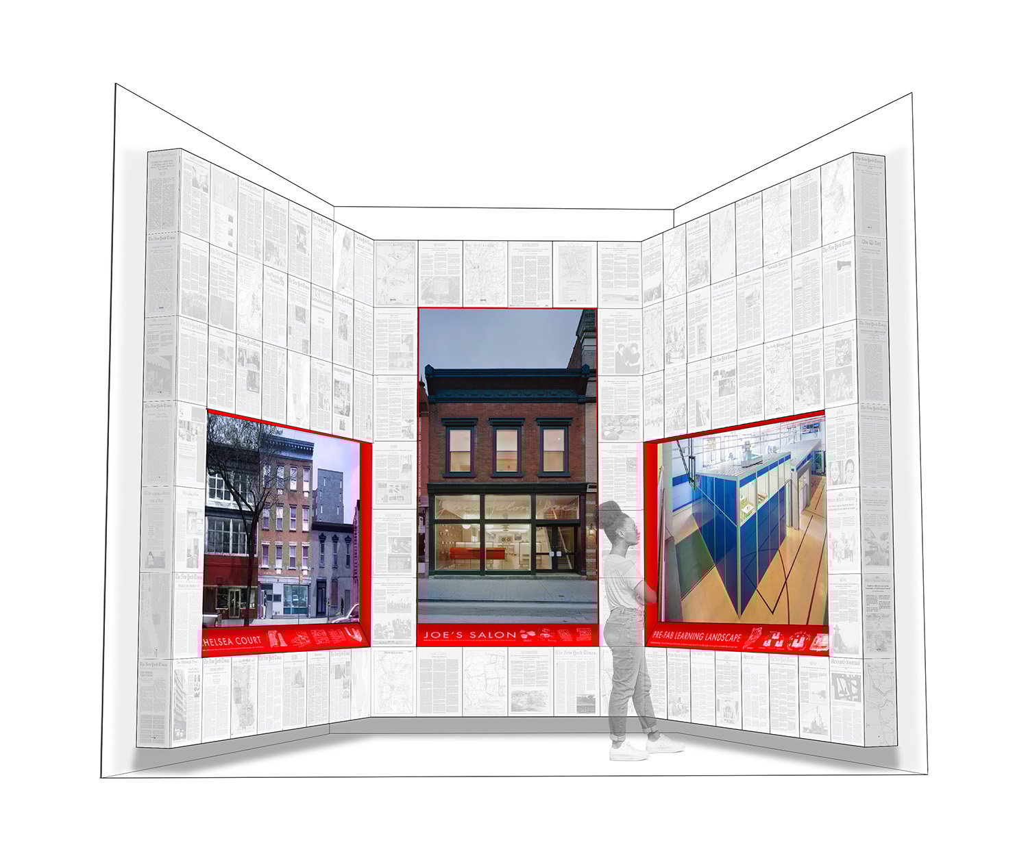 Perspective Image of Room with Person | Louise Braverman Architect