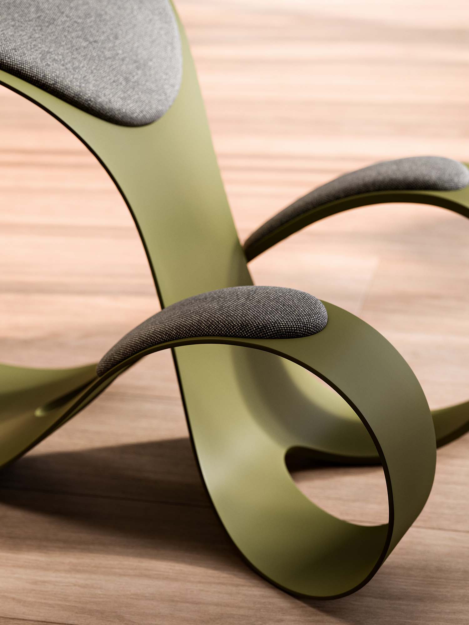 Seduta Moon: la variante cromatica Olive Green | courtesy Quadrifoglio Group