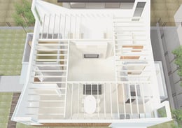 Birds eye view with timber rafter structure | 