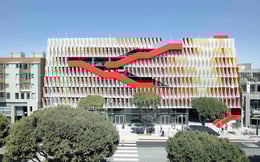 The City of Santa Monica Parking Structure #6. The public realm does not stop at the ground floor, but continues up along the entire building face via the exterior diagonal stair. | 