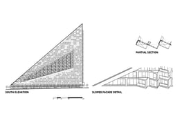 South elevation and sloped façade detail | 