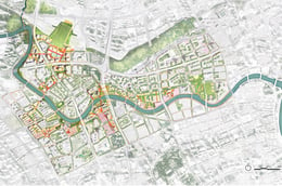 Illustrative Plan: A series of riverfront nodes stitch together distinctive neighborhoods and unify historically divided districts on the opposite sides of the creek | 
