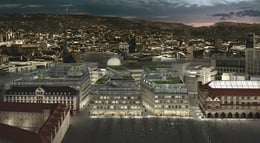 Rendering aerial view | Behnisch Architekten / ZAR